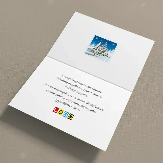 Kartka świąteczna z logo BN1-270 Świerkowa trójka na wzgórzu, wnętrze