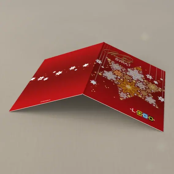 Kartka świąteczna z logo BN1-285 Cienkie ukośne linie i migotanie, tył