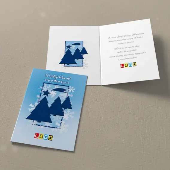 Kartka świąteczna z logo BN1-289 Ciemny zagajnik pod gwiazdą, widok ogólny