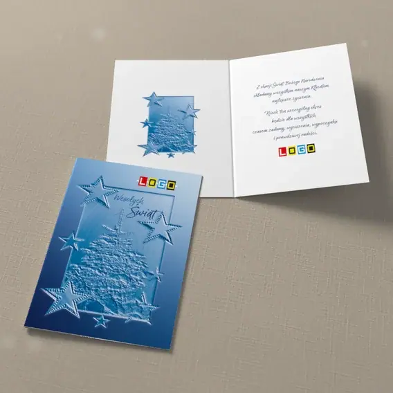 Kartka świąteczna z logo BN1-295 Błękitny wachlarz smug, widok ogólny