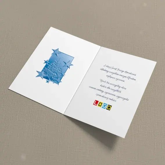 Kartka świąteczna z logo BN1-295 Błękitny wachlarz smug, wnętrze
