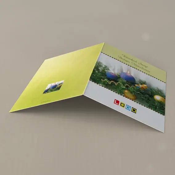Kartka świąteczna z logo BN1-296 Wieniec i trzy płomienie, tył