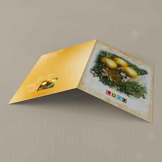 Kartka świąteczna z logo BN1-297 Kule i szyszka w ornamencie, tył