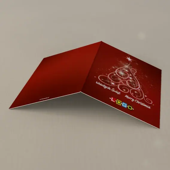 Kartka świąteczna z logo BN1-299 Linia zwinięta w choinkę, tył