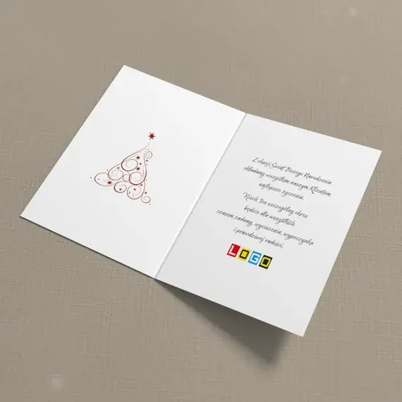 Kartka świąteczna z logo BN1-299 Linia zwinięta w choinkę, wnętrze