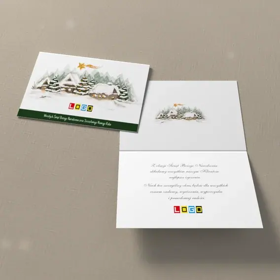 Kartka świąteczna z logo BN1-307 Wieś pod lecącą gwiazdą, widok ogólny