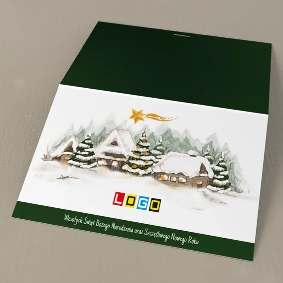 Kartka świąteczna z logo BN1-307 Wieś pod lecącą gwiazdą, tył