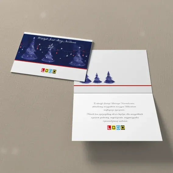 Kartka świąteczna z logo BN1-328 Skręcone drzewka pod gwiazdą, widok ogólny