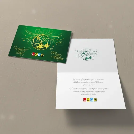 Kartka świąteczna z logo BN1-335 Zawieszka z falami w zieleni, widok ogólny