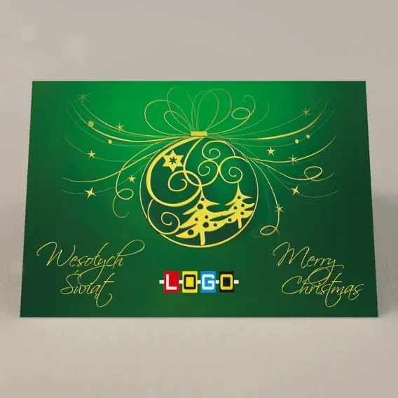 Kartka świąteczna z logo BN1-335 Zawieszka z falami w zieleni, przód