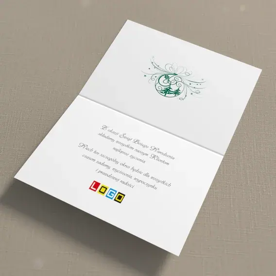 Kartka świąteczna z logo BN1-335 Zawieszka z falami w zieleni, wnętrze