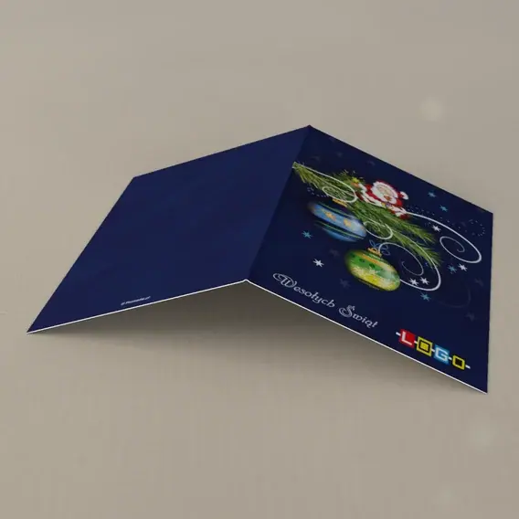 Kartka świąteczna z logo BN1-338 Rozbawiony święty na gałązce, tył
