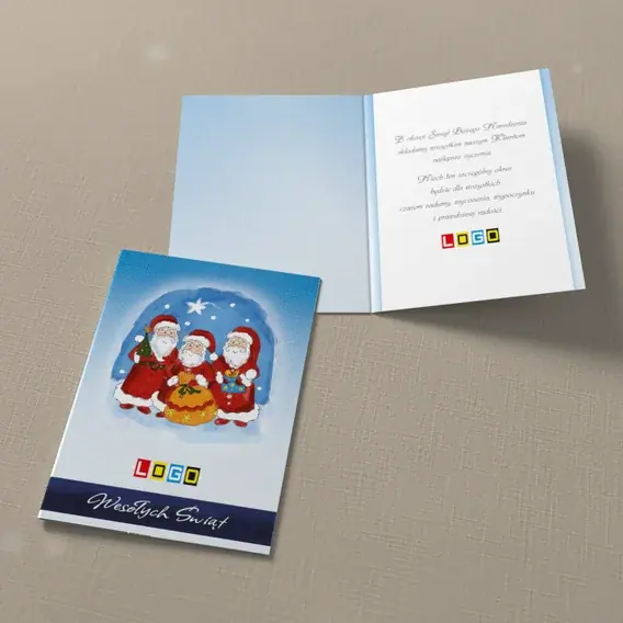 Kartka świąteczna z logo BN1-340 Czerwone sylwetki pod gwiazdą, widok ogólny