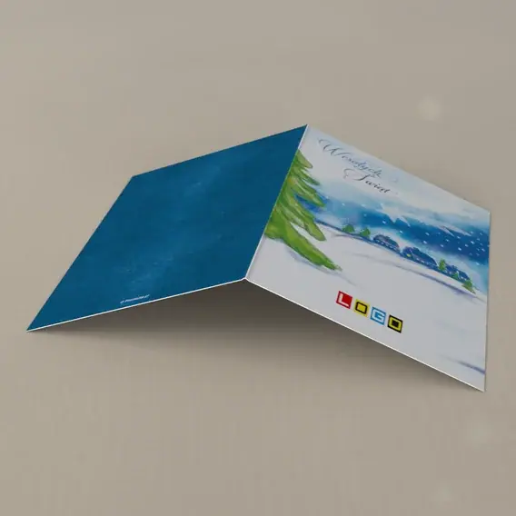 Kartka świąteczna z logo BN1-342 Nocne niebo nad chatami, tył