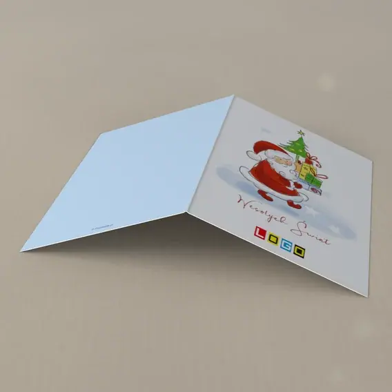 Kartka świąteczna z logo BN1-344 Święty z górą prezentów, tył