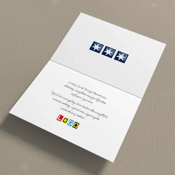 Kartka świąteczna z logo BN1-353 Nocny szkic z białą jodłą, wnętrze