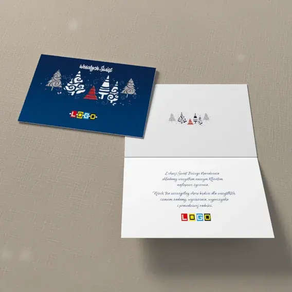 Kartka świąteczna z logo BN1-356 Sześć ażurów i jedna czerwień, widok ogólny