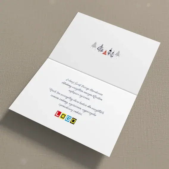 Kartka świąteczna z logo BN1-356 Sześć ażurów i jedna czerwień, wnętrze