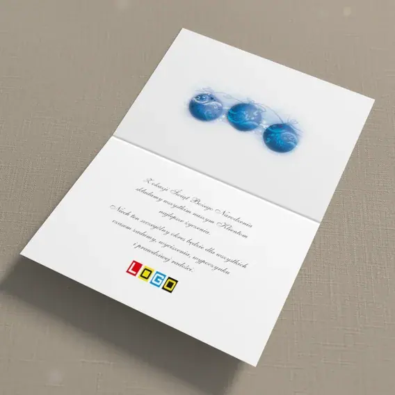 Kartka świąteczna z logo BN1-363 Zawieszki w granatowym szronie, wnętrze