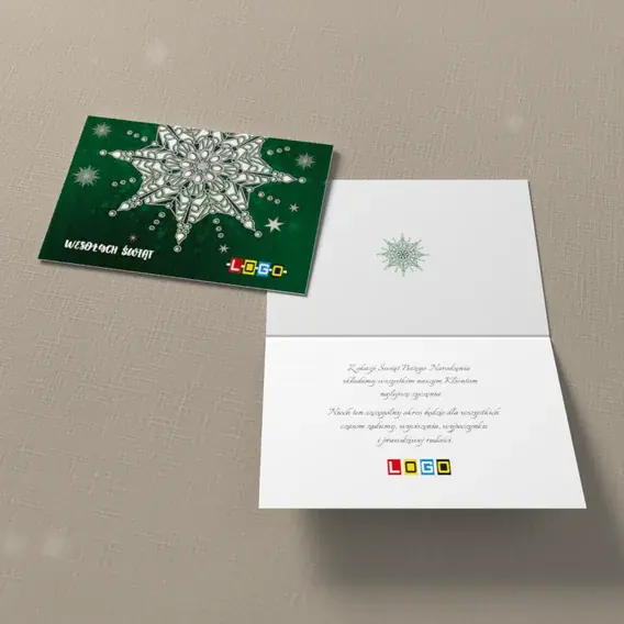 Kartka świąteczna z logo BN1-367 Płatek z rombami i kropkami, widok ogólny
