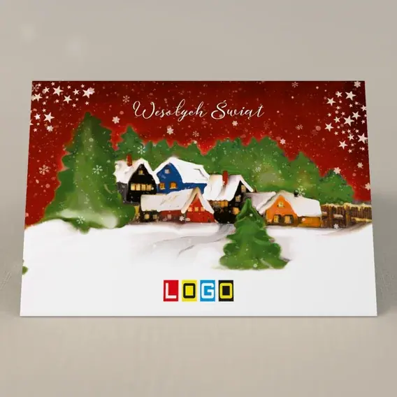 Kartka świąteczna z logo BN1-371 Osada w świetle gwiazd, przód