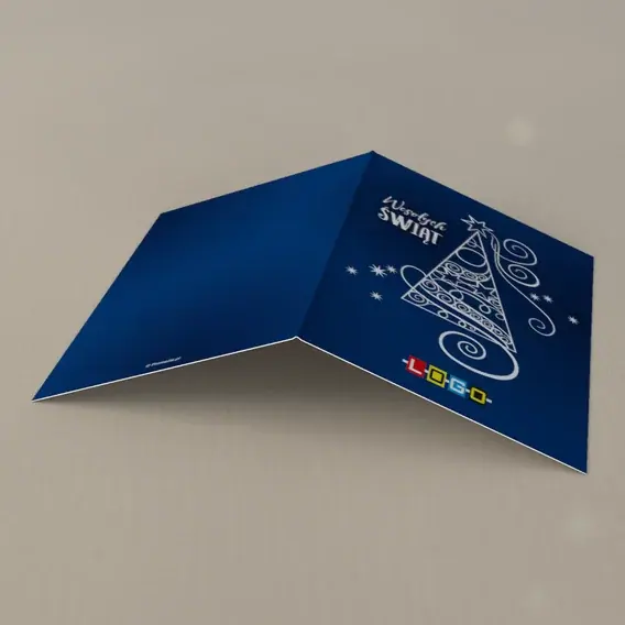 Kartka świąteczna z logo BN1-374 Gwiazda nad spiralną jodłą, tył