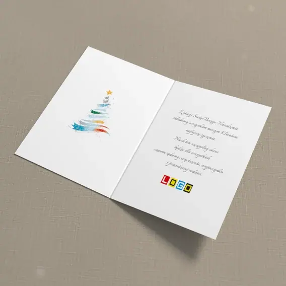 Kartka świąteczna z logo BN1-378 Fale koloru w kształcie jodły, wnętrze