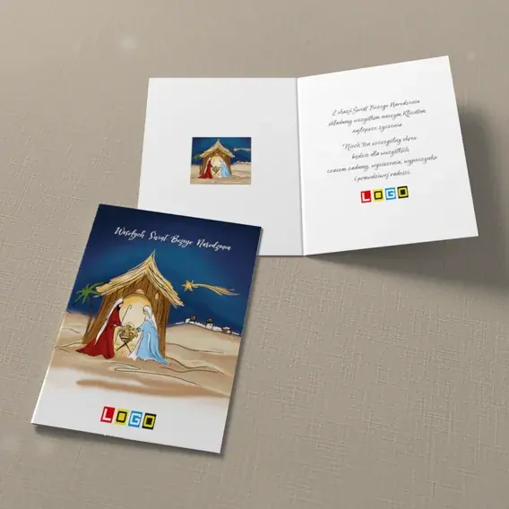 Kartka świąteczna z logo BN1-380 Żłóbek pod gwiazdą Betlejem, widok ogólny