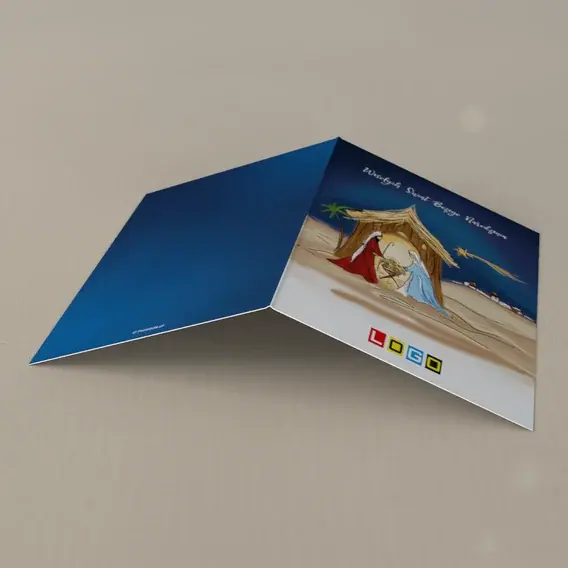 Kartka świąteczna z logo BN1-380 Żłóbek pod gwiazdą Betlejem, tył
