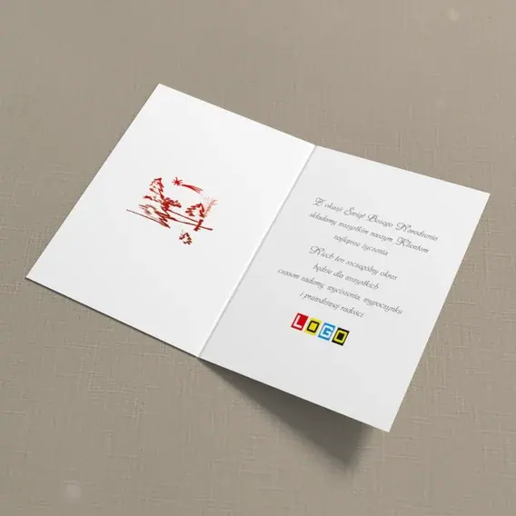 Kartka świąteczna z logo BN1-383 Kreska domków na czerwieni, wnętrze