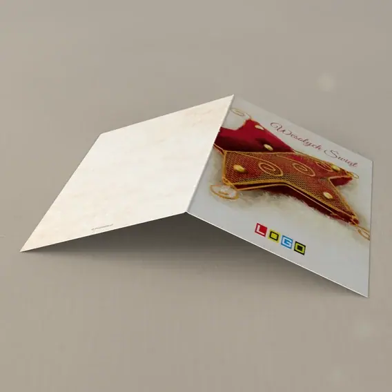 Kartka świąteczna z logo BN1-392 Czerwona rozeta z siatką, tył