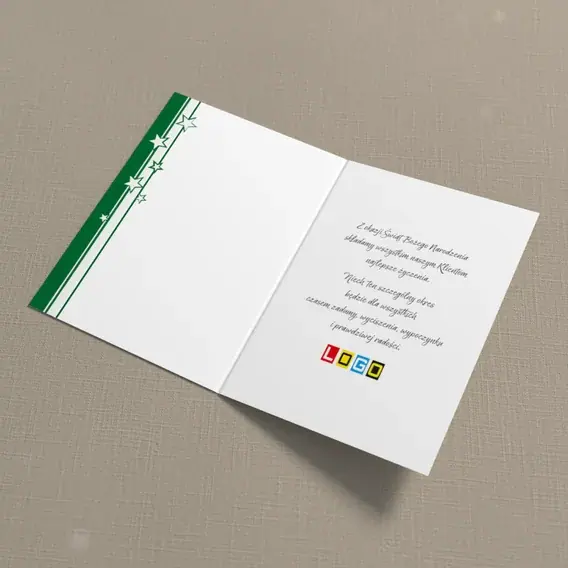 Kartka świąteczna z logo BN1-393 Trzy świerki w zieleni, wnętrze