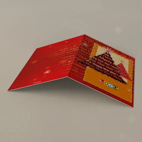 Kartka świąteczna z logo BN1-394 Litery w czerwieni i pomarańczu, tył