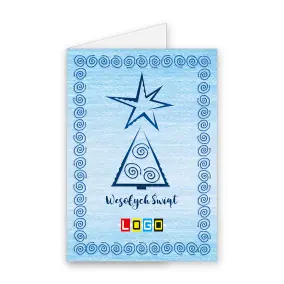 Kartka świąteczna z logo BN1-395 Spiralny wzór w granatowej obwódce, okładka