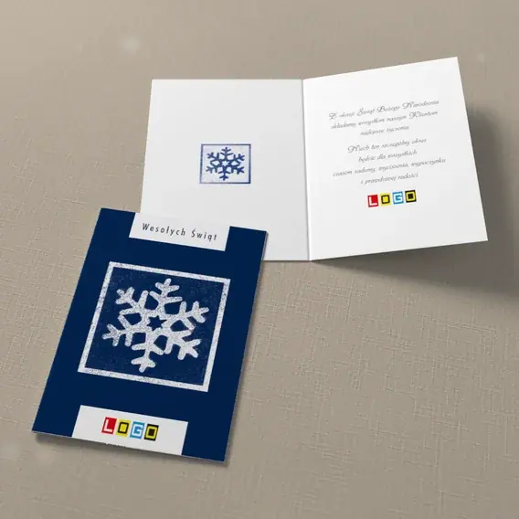 Kartka świąteczna z logo BN1-398 Duży płatek na ciemnym tle, widok ogólny