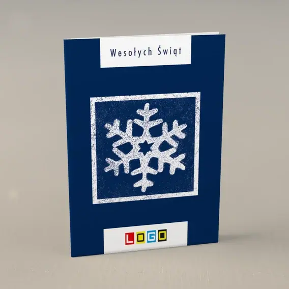 Kartka świąteczna z logo BN1-398 Duży płatek na ciemnym tle, przód
