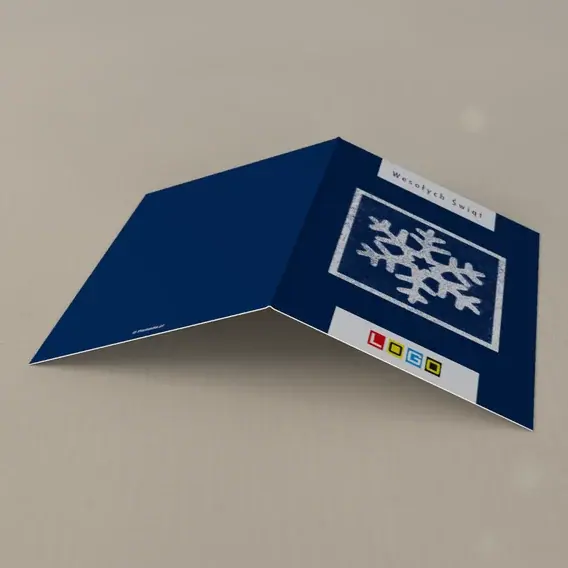 Kartka świąteczna z logo BN1-398 Duży płatek na ciemnym tle, tył