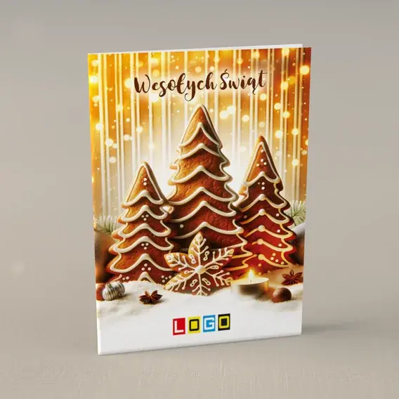 Kartka świąteczna z logo BN1-427 Lukrowane trio i anyżowa gwiazda, przód