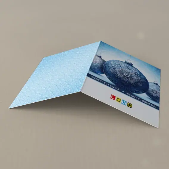 Kartka świąteczna z logo BN1-430 Środkowa kula jak mandala, tył