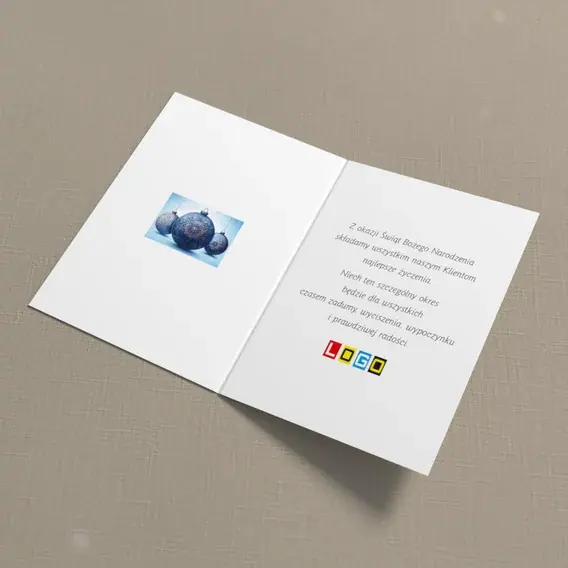 Kartka świąteczna z logo BN1-430 Środkowa kula jak mandala, wnętrze
