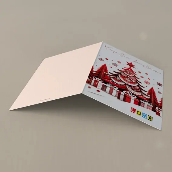 Kartka świąteczna z logo BN1-431 Piętrowa jodła z gwiazdą, tył