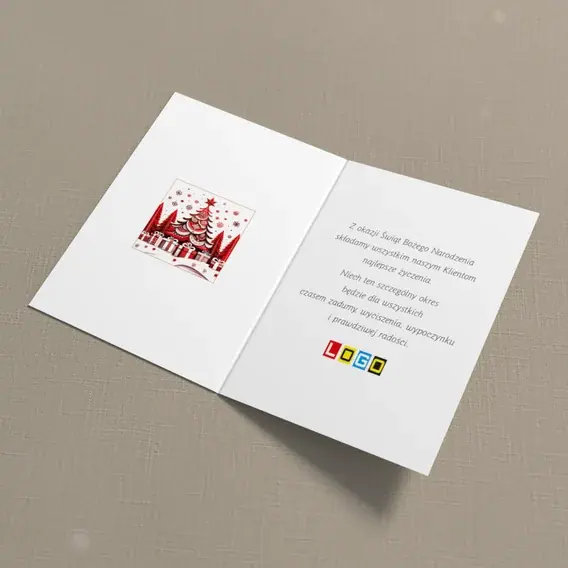 Kartka świąteczna z logo BN1-431 Piętrowa jodła z gwiazdą, wnętrze
