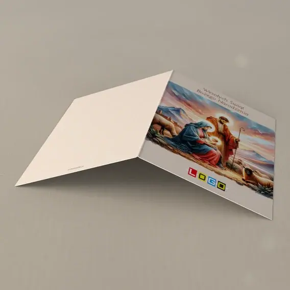 Kartka świąteczna z logo BN1-432 Różowa zorza nad owczarnią, tył