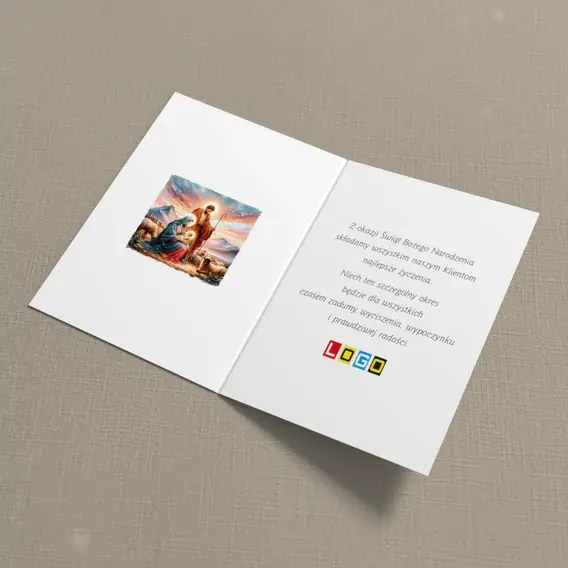 Kartka świąteczna z logo BN1-432 Różowa zorza nad owczarnią, wnętrze