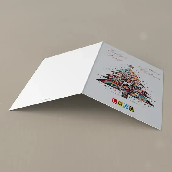 Kartka świąteczna z logo BN1-447 Drzewko ze złożonych kształtów, tył