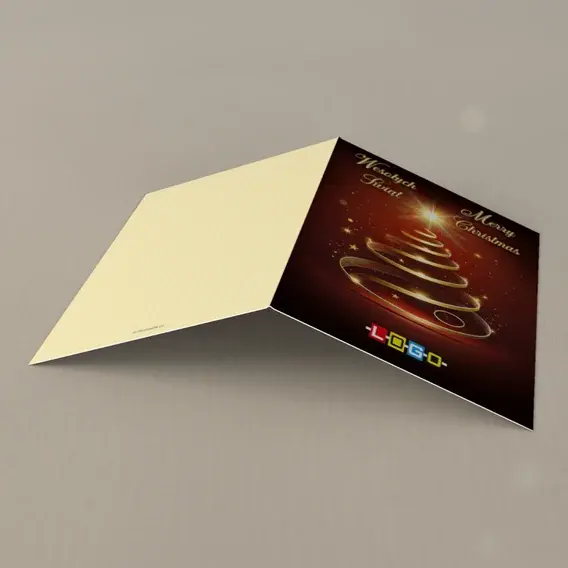 Kartka świąteczna z logo BN1-453 Wstęga zwinięta w jodłę, tył