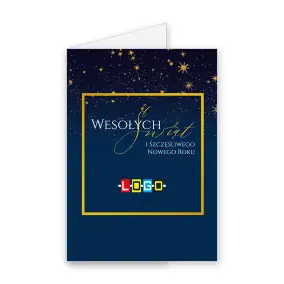 Kartka świąteczna z logo BN1-456 Życzenia w żółtej obwódce, okładka