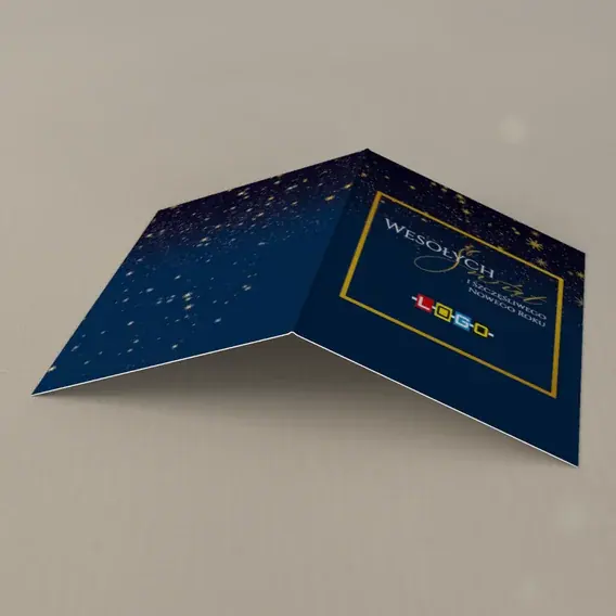 Kartka świąteczna z logo BN1-456 Życzenia w żółtej obwódce, tył