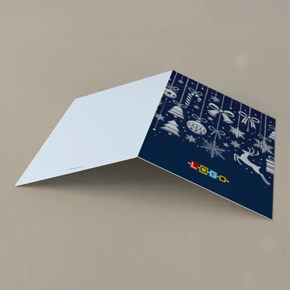 Kartka świąteczna z logo BN1-474 Renifer i girlandy gwiazdek, tył