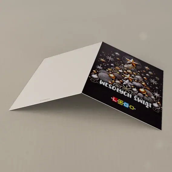 Kartka świąteczna z logo BN1-478 Gwiezdny wir w kształcie jodły, tył